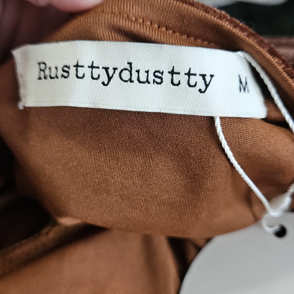 RUSTTY DUSTTY Floral Embroidery Open Front Velvet Jacket/blazer.Rust Brown M NWT - Picture 7 of 16